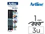 Artline EK-854 Rotulador Punta Fibra Permanente 1 mm Blister 3 Unidades (1 Negro, 1 Azul, 1 Rojo)