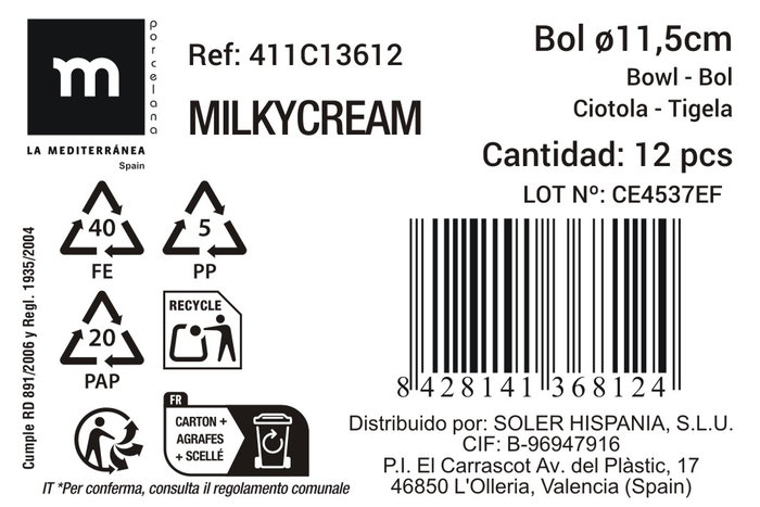 La Mediterranea Bol Milkycream ø11.5x5.9cm