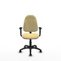Silla de oficina Algarra con mecanismo Contacto permanente básico tapizada con Similpiel color Crema. Equipada con Base poliamida negra, Brazos 1D y Ruedas de parqué