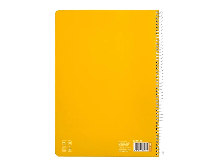 Liderpapel Cuaderno Espiral A4 Tapa Dura 80 Hojas Papel 90gr Cuadro Pautado 5mm Color Amarillo