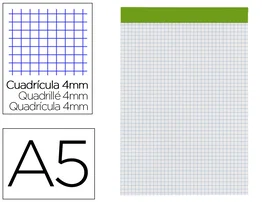 Liderpapel Bloc de notas cuadro 4 mm A5 80 hojas
