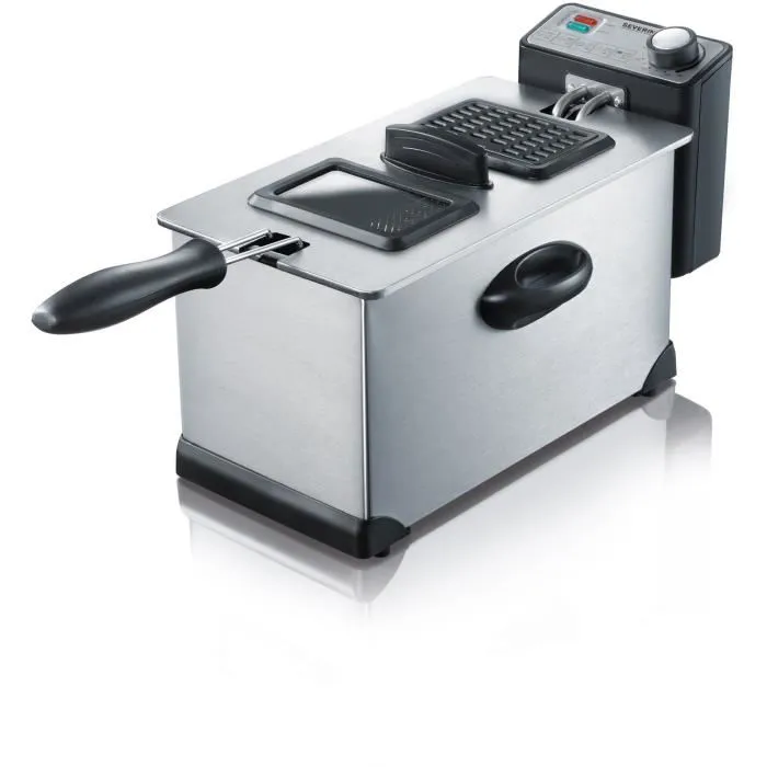 SEVERIN FR2431 Freidora eléctrica semiprofesional 2000W - Capacidad 3L y 400g - Acero inoxidable SEVERIN FR2431 Freidora eléctrica semiprofesional 2000W - Capacidad 3L y 400g - Acero inoxidable