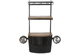 DKD Home Decor Botellero Gris Oscuro 30 x 104 x 83 cm Hierro Acacia Cristal