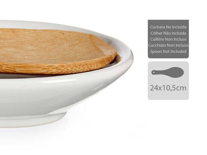 Vessia Reposacucharas Blanco Redondo 24 x 3 x 10.5 cm Cerámica Loza Apto Lavavajillas (Set de 24)