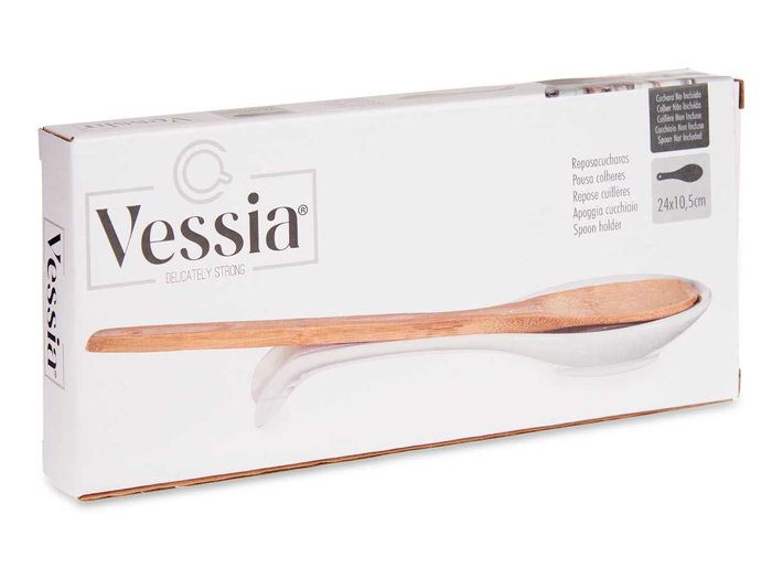 Vessia Reposacucharas Blanco Redondo 24 x 3 x 10.5 cm Cerámica Loza Apto Lavavajillas (Set de 24)