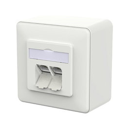 METZ CONNECT 130E380027-I Anschlussdose E-DAT C6A LSA++ AP 2 Port RJ-45 Blanco