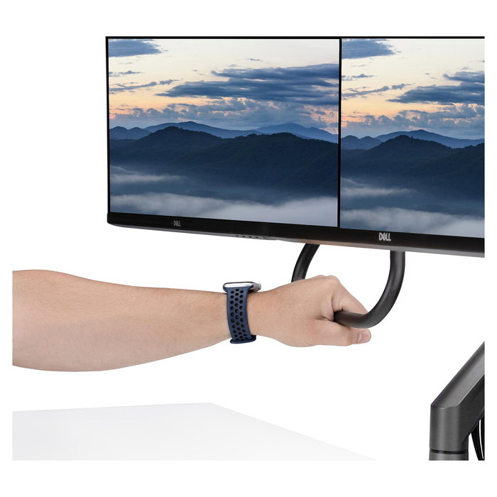 StarTech.com Brazo de Sobremesa de Resorte Mecánico para 2 Monitores hasta 27", Travesaño, Montaje por Abrazadera, 30 kg, VESA 75x75/100x100