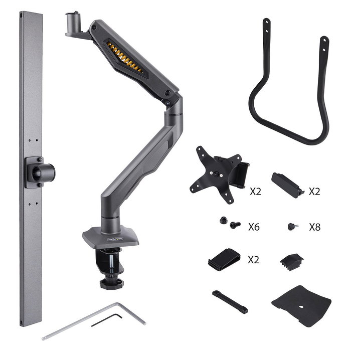 StarTech.com Brazo de Sobremesa de Resorte Mecánico para 2 Monitores hasta 27", Travesaño, Montaje por Abrazadera, 30 kg, VESA 75x75/100x100
