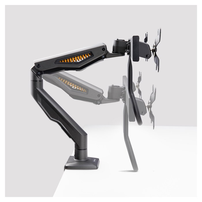 StarTech.com Brazo de Sobremesa de Resorte Mecánico para 2 Monitores hasta 27", Travesaño, Montaje por Abrazadera, 30 kg, VESA 75x75/100x100