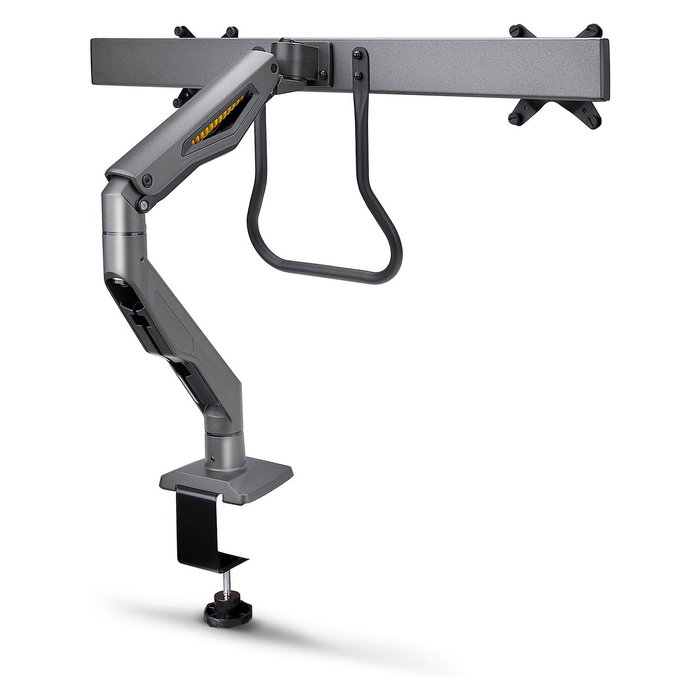 StarTech.com Brazo de Sobremesa de Resorte Mecánico para 2 Monitores hasta 27", Travesaño, Montaje por Abrazadera, 30 kg, VESA 75x75/100x100