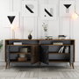 Hanah Home Milan Consola Nogal y Mármol Negro 180cm Ancho Tablero Partículas Melamina
