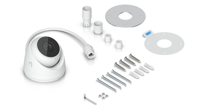 Ubiquiti Cámara 4MP 2688x1512 (16:9) Video, Sensor CMOS 1/2.4", Puerto RJ45 10/100 MbE, PoE, IP66, IK04, Aleación de Aluminio, Policarbonato Estabilizado UV