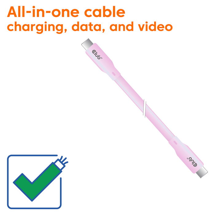Club 3D Lifestyle USB-C Cable PD 240W 20Gbps 2 Metros Rosa Acero Inoxidable