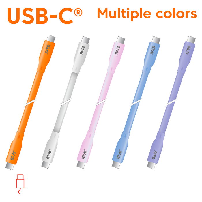 Club 3D Lifestyle USB-C Cable PD 240W 20Gbps 2 Metros Rosa Acero Inoxidable