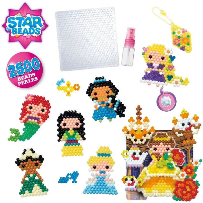 Aquabeds Caja de las Princesas Disney con Cuentas para Crear Manualidades con Personajes de Bella, Ariel y Rapunzel