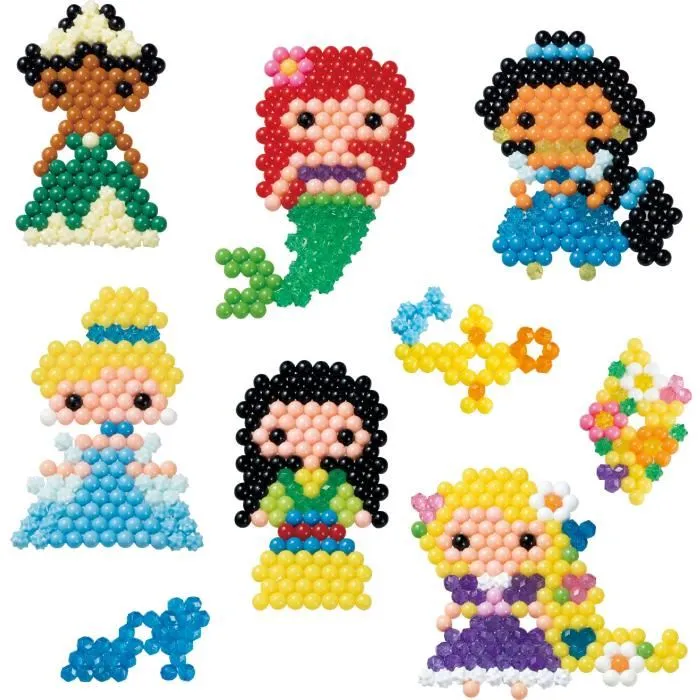 Aquabeds Caja de las Princesas Disney con Cuentas para Crear Manualidades con Personajes de Bella, Ariel y Rapunzel