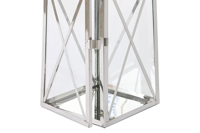 DKD Home Decor Farola Plateado Acero y Cristal 20 x 48 x 20 cm Set de 3