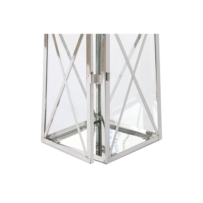 DKD Home Decor Set de 3 Farolas de Acero y Cristal Cromado