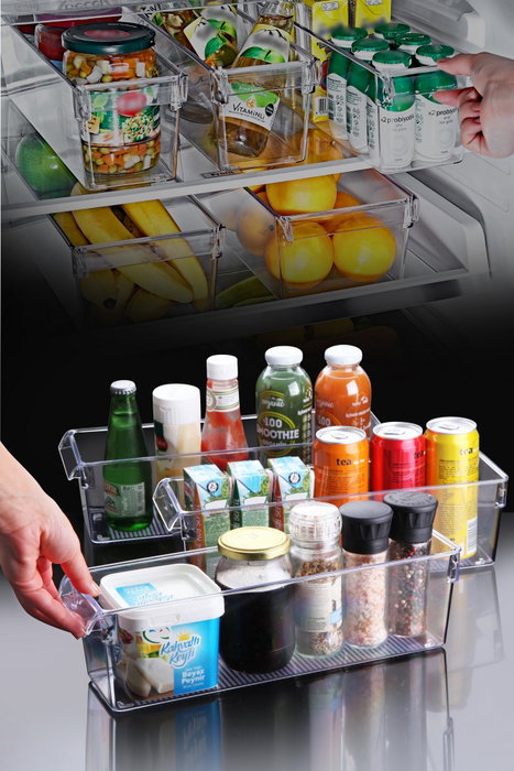 Hermia Organizadores para Nevera CLRMN-3, Set de 3 Piezas de Plástico Transparente Libre de BPA para Frutas Verduras y Alimentos