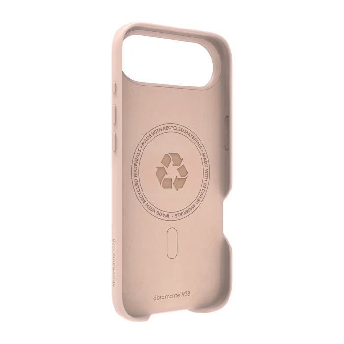 Dbramante1928 Funda para iPhone 17 Air - Modelo Roskilde ICON - Carcasa Trasera con MagSafe, Plástico Reciclado, Arena Rosa, Resistente a Caídas