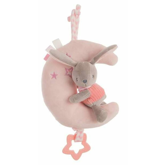 Creaciones Llopis Luna Conejo Rosa Terciopelo con Caja de Música 25 Cm