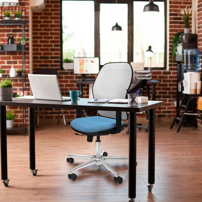 PIQUERAS Y CRESPO Silla de oficina Jorquera con mecanismo Sincro/Traslack, Azul y Negro