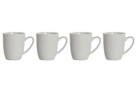 DKD Home Decor Juego de 4 tazas de porcelana en blanco, 330ml