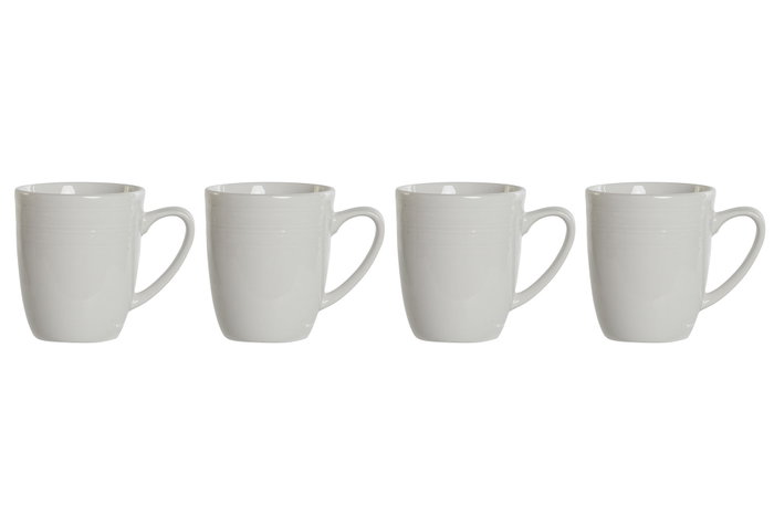 DKD Home Decor Juego de 4 tazas de porcelana en blanco, 330ml DKD Home Decor Juego de 4 tazas de porcelana en blanco, 330ml