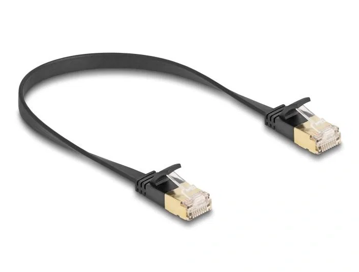 DeLOCK Cable de red RJ45 Cat.7 plano 0,3 m negro