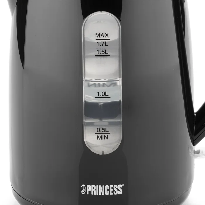 Princess 236017 Hervidor Eléctrico de Agua, 1.7 Litros, 2200 W, Color Negro, con Apagado Automático y Base Giratoria 360°