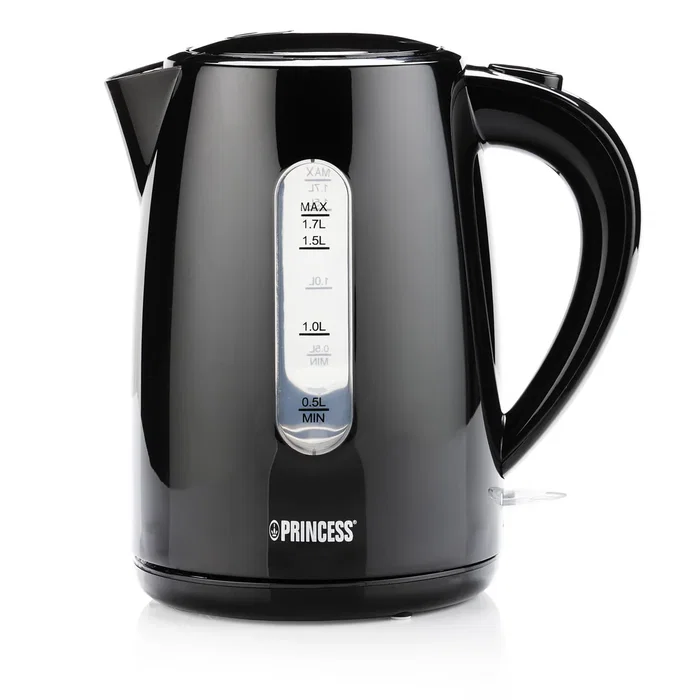 Princess 236017 Hervidor Eléctrico de Agua, 1.7 Litros, 2200 W, Color Negro, con Apagado Automático y Base Giratoria 360°