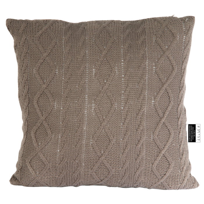 Home Deco Factory Cojín De Punto Marrón 40x40 cm, Colección Cocooning, Desenfundable, Deco