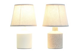DKD Home Decor Lámpara de Sobremesa de Gres y Poliéster, Surtido de 2 Unidades