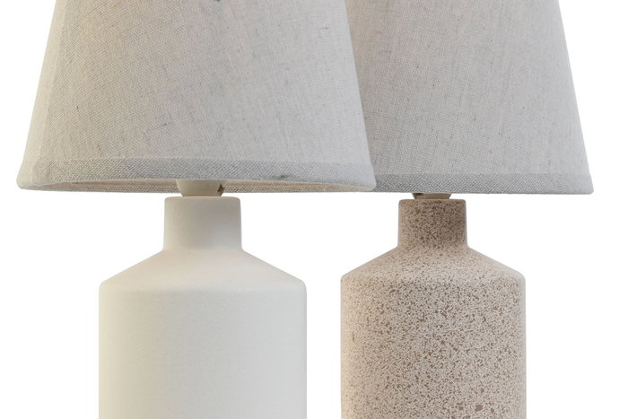 DKD Home Decor Lámpara de Sobremesa de Gres y Poliéster, Surtido de 2 Unidades