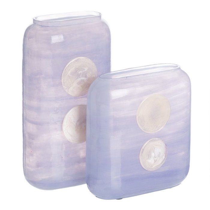 Ixia Jarrón Decorativo Azul-Blanco de Cristal 17 x 9 x 34 cm