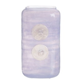 Ixia Jarrón Decorativo Azul-Blanco de Cristal 17 x 9 x 34 cm