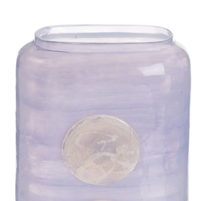Ixia Jarrón Decorativo Azul-Blanco de Cristal 17 x 9 x 34 cm