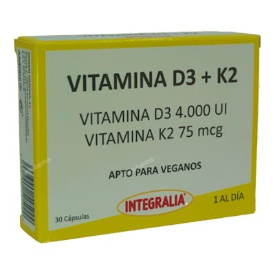 Integralia Vitamina D3+K2 4000UI con K2 75mcg, 30 cápsulas vegetales