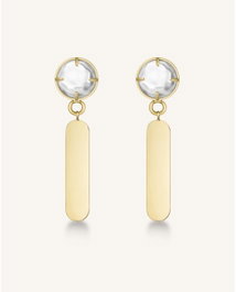 Rosefield Liquid Pearl and Initial Bar Earrings Dorado