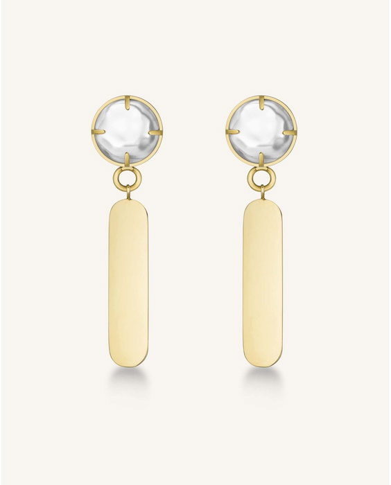 Rosefield Liquid Pearl and Initial Bar Earrings Dorado Rosefield Liquid Pearl and Initial Bar Earrings Dorado