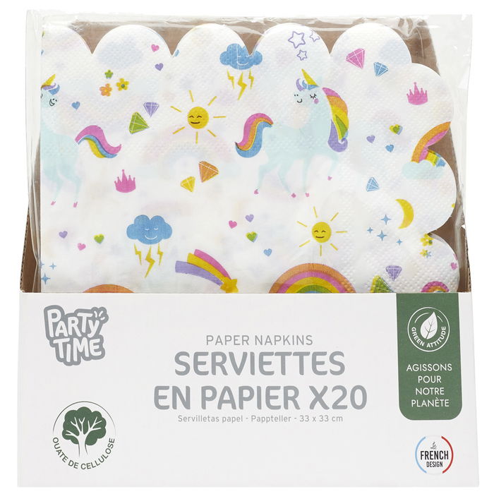 Party Time Juego 20 Servilletas Papel Unic Colección Licorne 33x33cm