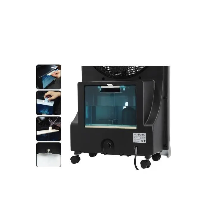 Oceanic Ambientador 4 en 1 Fogger, Purificador de aire, Ventilador y Humidificador 90W, 3 Velocidades, Oscilación, Tanque 2.5L, Programable