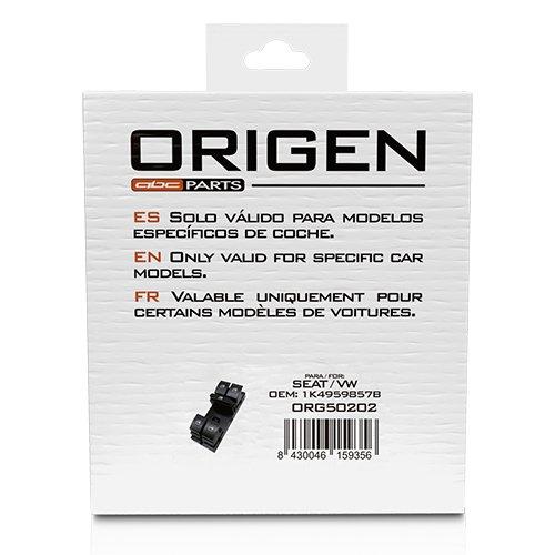 VW Botón Eleva Ventana Eléctrica 1K4959857B Compatible con Seat y Volkswagen (VW) - ORG50202