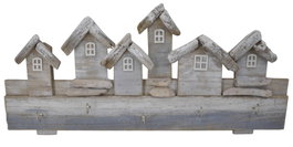 DKD Home Decor Perchero de Pared Casas Azul Desgastado