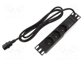 Lanberg Regleta Rack PDU 10 1U 10A 2m 3x PL Negra C14