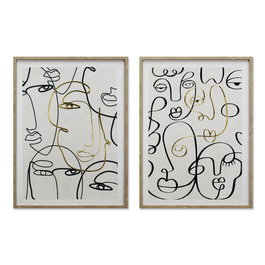 DKD Home Decor Cuadro Lienzo Caras Abstracto 45x60 cm (Surtido de 2)