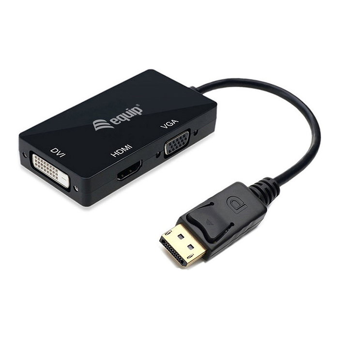 Equip Adaptador DisplayPort a HDMI, VGA y DVI Negro