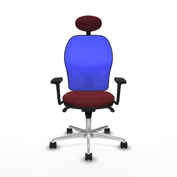 PIQUERAS Y CRESPO Silla de oficina Jorquera con mecanismo Sincro, Similpiel Granate y Malla Azul PIQUERAS Y CRESPO Silla de oficina Jorquera con mecanismo Sincro, Similpiel Granate y Malla Azul
