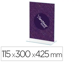 Archivo 2000 Expositor sobremesa DIN A3 vertical doble cara Poliestireno Transparente 115x300x425 mm