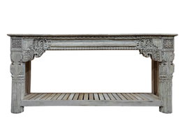 DKD Home Decor Consola de Madera Tallada de Teca Pieza Única